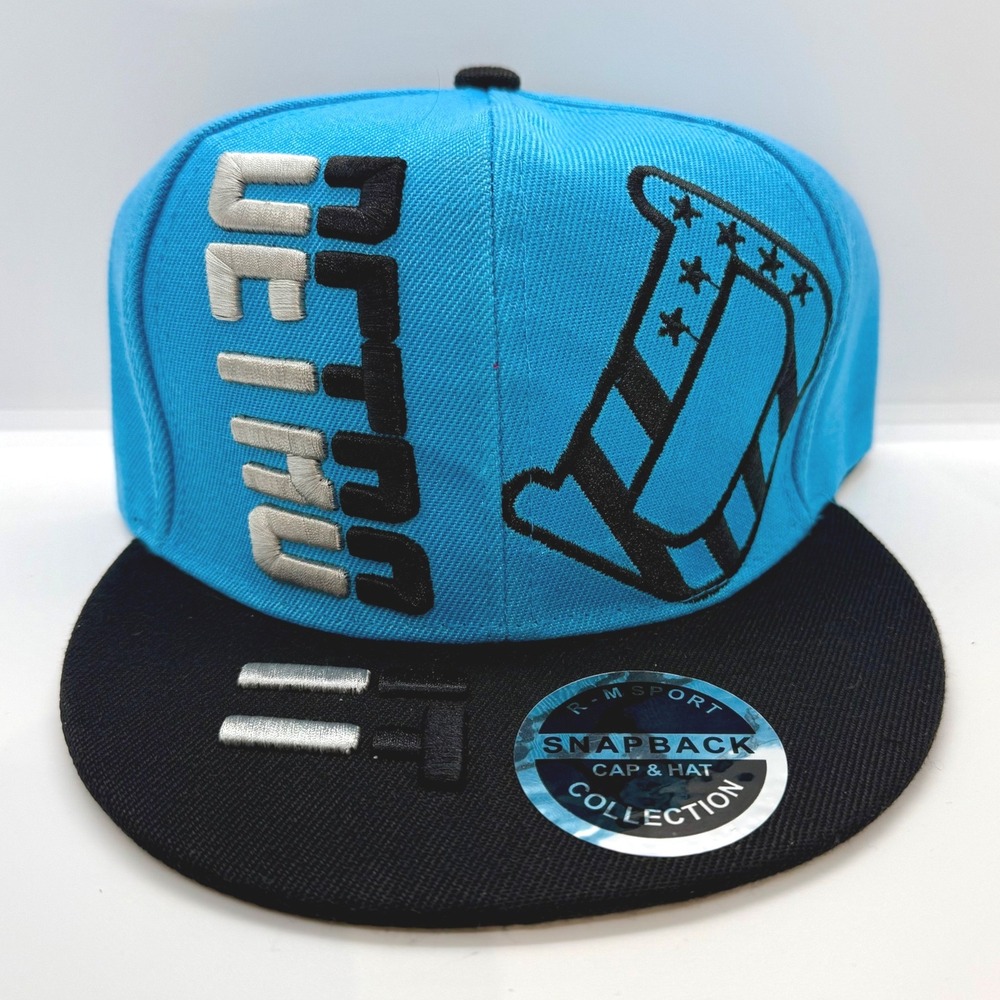Detroit Logo Snapback Hat R-M Sport Wear Flat Blue Black 3D Embroidery Cap NEW - Picture 1 of 5